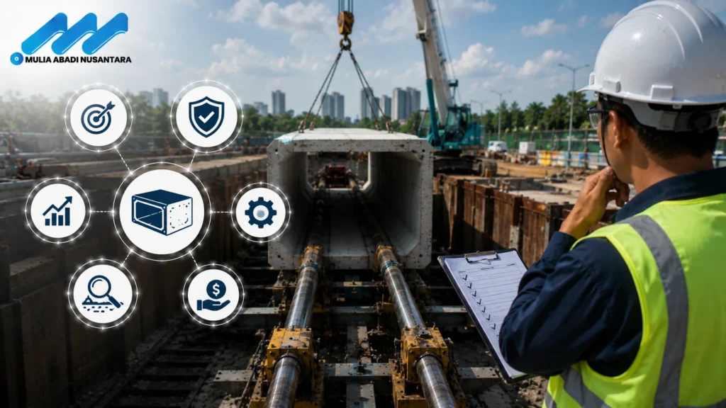 Pemilihan mesin culvert jacking berdasarkan kapasitas, efisiensi, dan kebutuhan proyek.