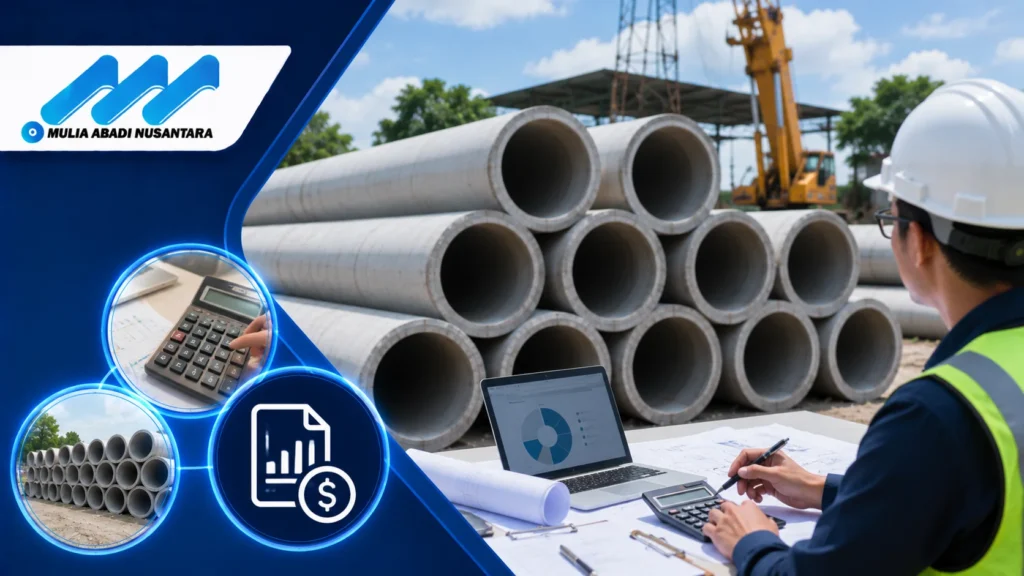 Perencanaan anggaran proyek infrastruktur dengan pipa asbestos cement melalui analisis kebutuhan material dan estimasi biaya.