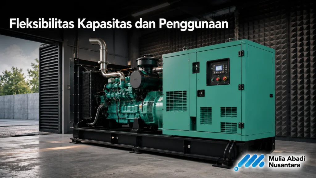 Genset industri berkapasitas besar untuk kebutuhan pasokan listrik berbagai aplikasi.