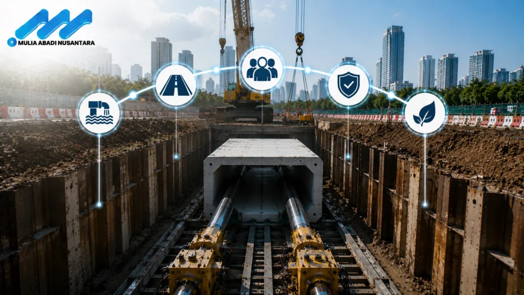 Konsultasi proyek culvert jacking untuk menentukan solusi konstruksi bawah tanah yang tepat.