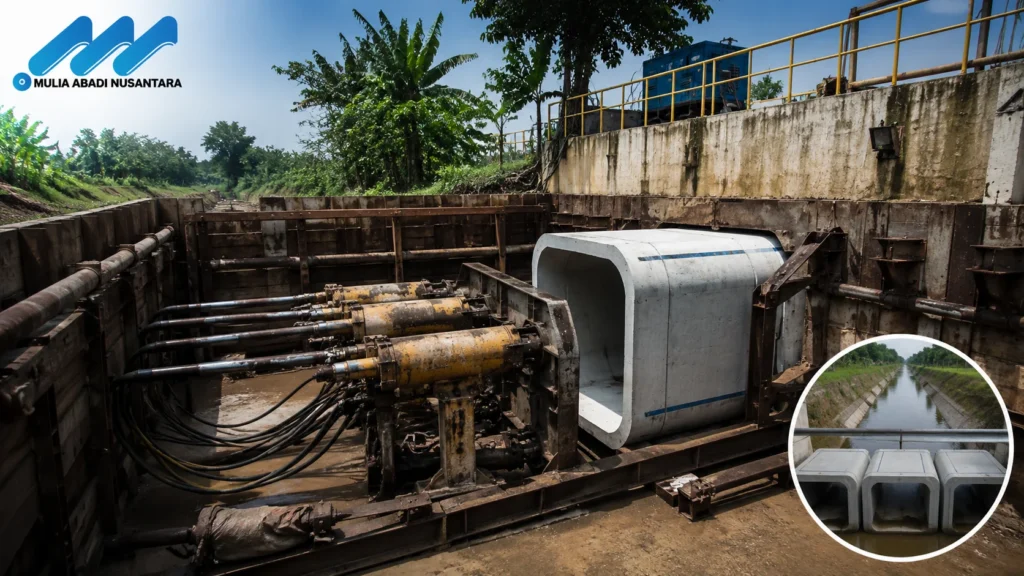 Culvert jacking untuk pembangunan saluran air dan infrastruktur SDA.