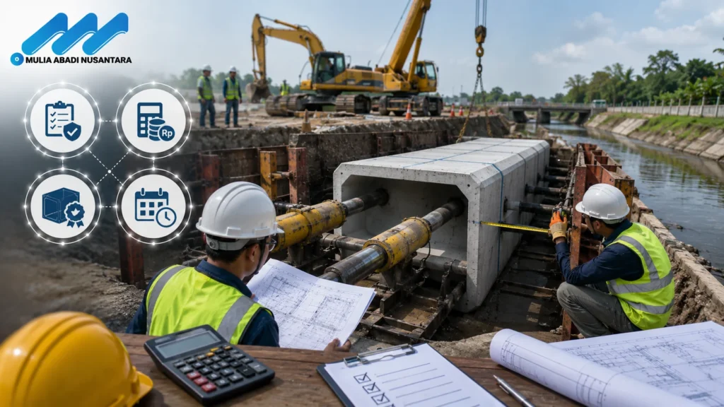 Perencanaan pengadaan culvert jacking untuk proyek drainase dan saluran air.