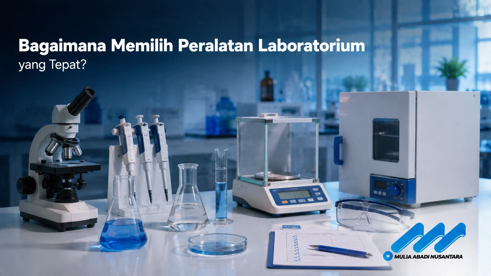 Beragam peralatan laboratorium yang digunakan untuk mendukung proses pengujian, pengukuran, dan analisis sampel secara akurat.