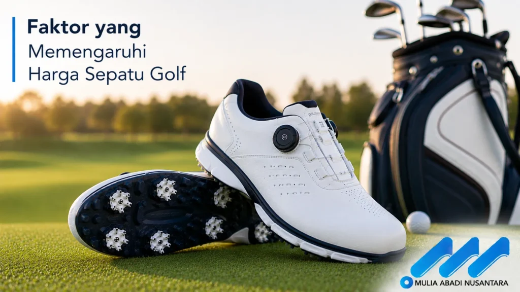 Sepatu golf profesional dengan faktor yang memengaruhi harga dan kualitas.