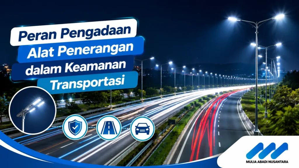 Jalan tol modern di malam hari yang diterangi oleh sistem lampu jalan LED berteknologi tinggi.