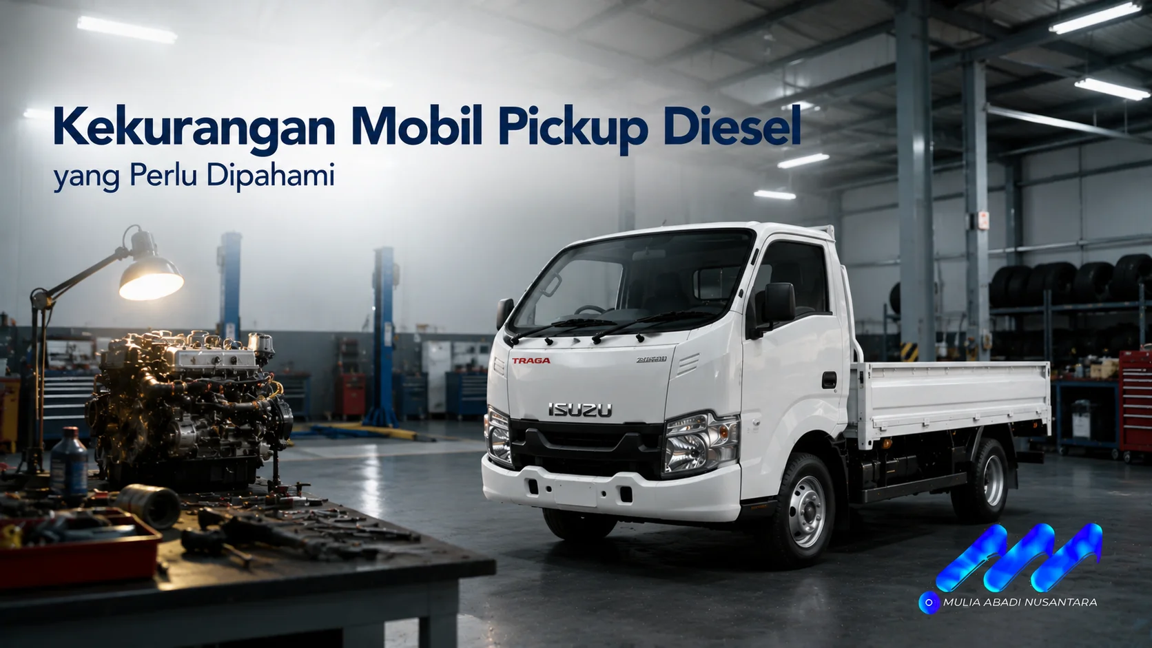 Mobil pickup diesel dengan mesin tangguh ditampilkan sebagai ilustrasi pembahasan mengenai kekurangan dan pertimbangan sebelum memilih kendaraan niaga.