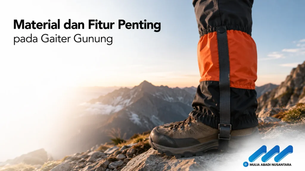 Material dan fitur penting pada gaiter gunung untuk perlindungan maksimal saat pendakian.