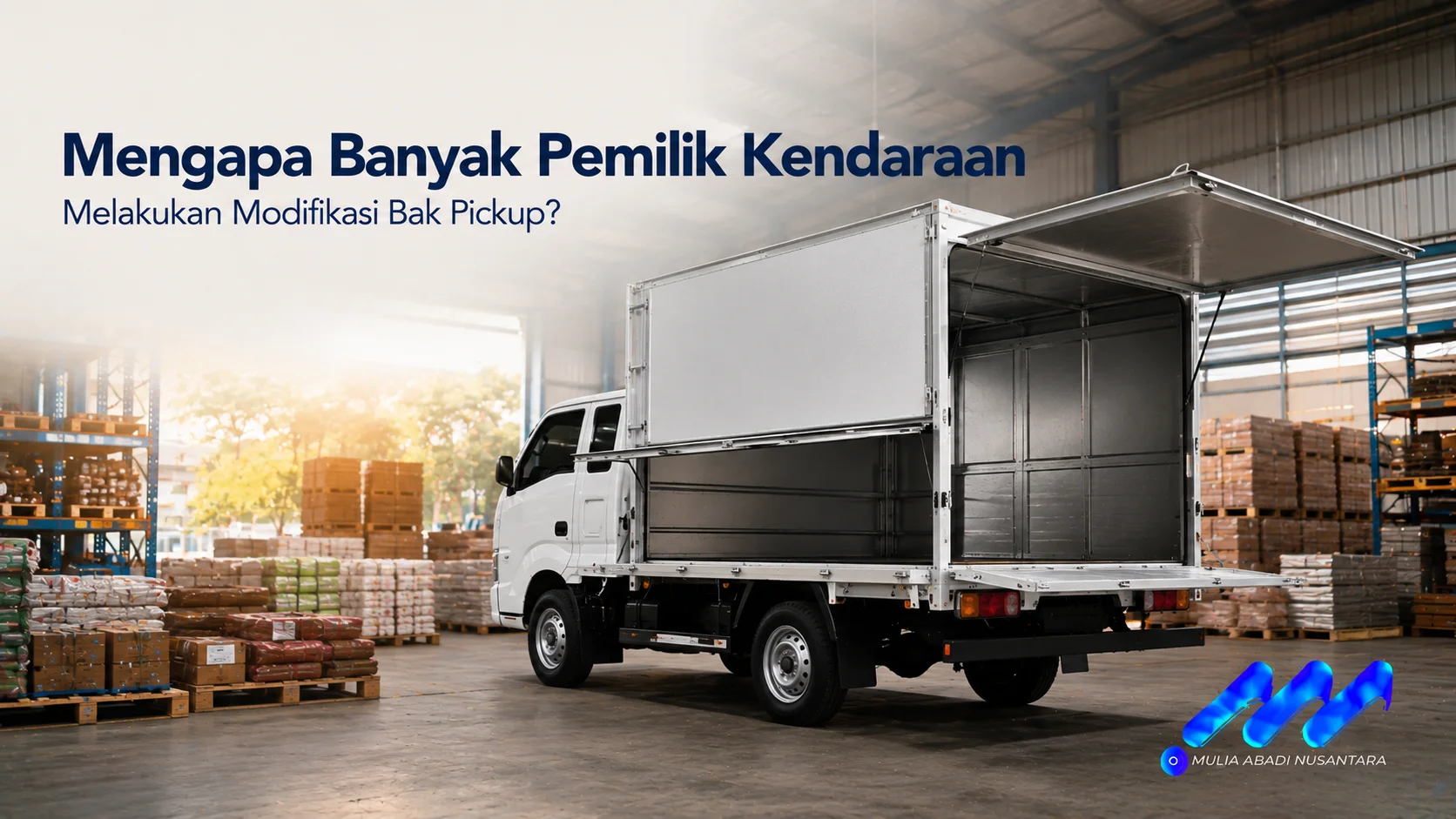 Pickup dengan bak yang telah dimodifikasi untuk meningkatkan kapasitas dan efisiensi distribusi barang operasional.
