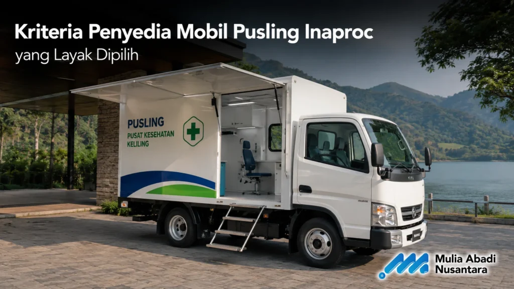 Mobil Pusling modern untuk layanan kesehatan keliling dengan fasilitas medis lengkap.