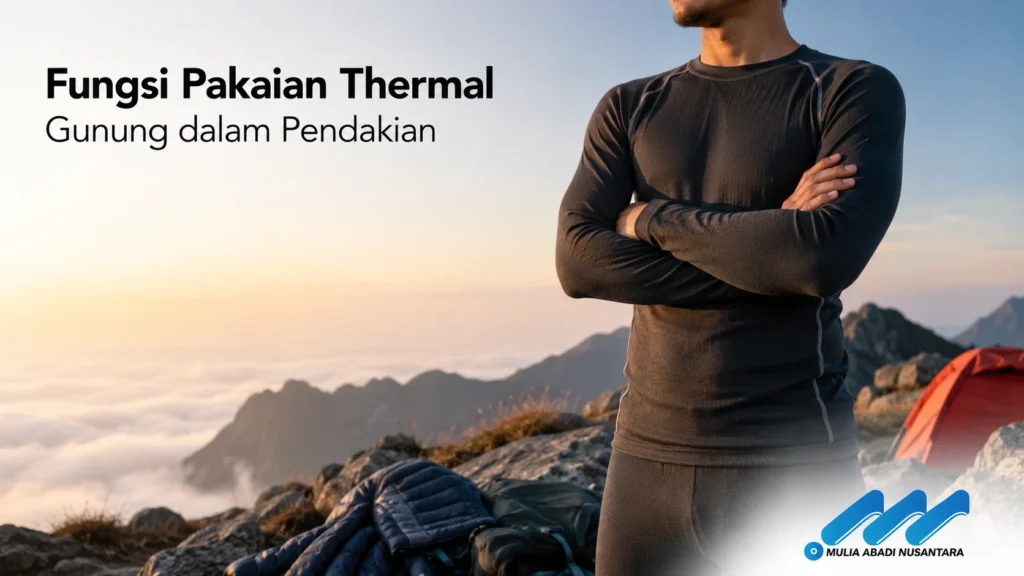Fungsi esensial pakaian thermal gunung sebagai lapisan dasar pelindung yang memberikan manajemen kelembapan tubuh optimal untuk mencegah hipotermia