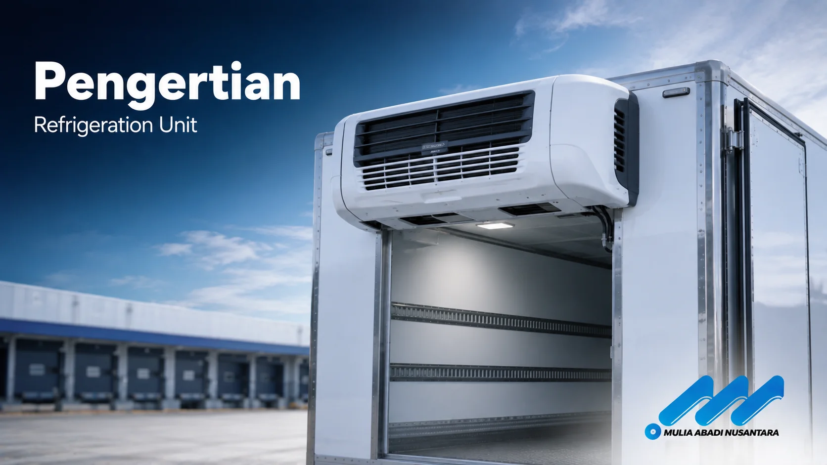 Refrigeration unit pada mobil box pendingin yang berfungsi menjaga suhu ruang muatan tetap stabil selama proses distribusi.
