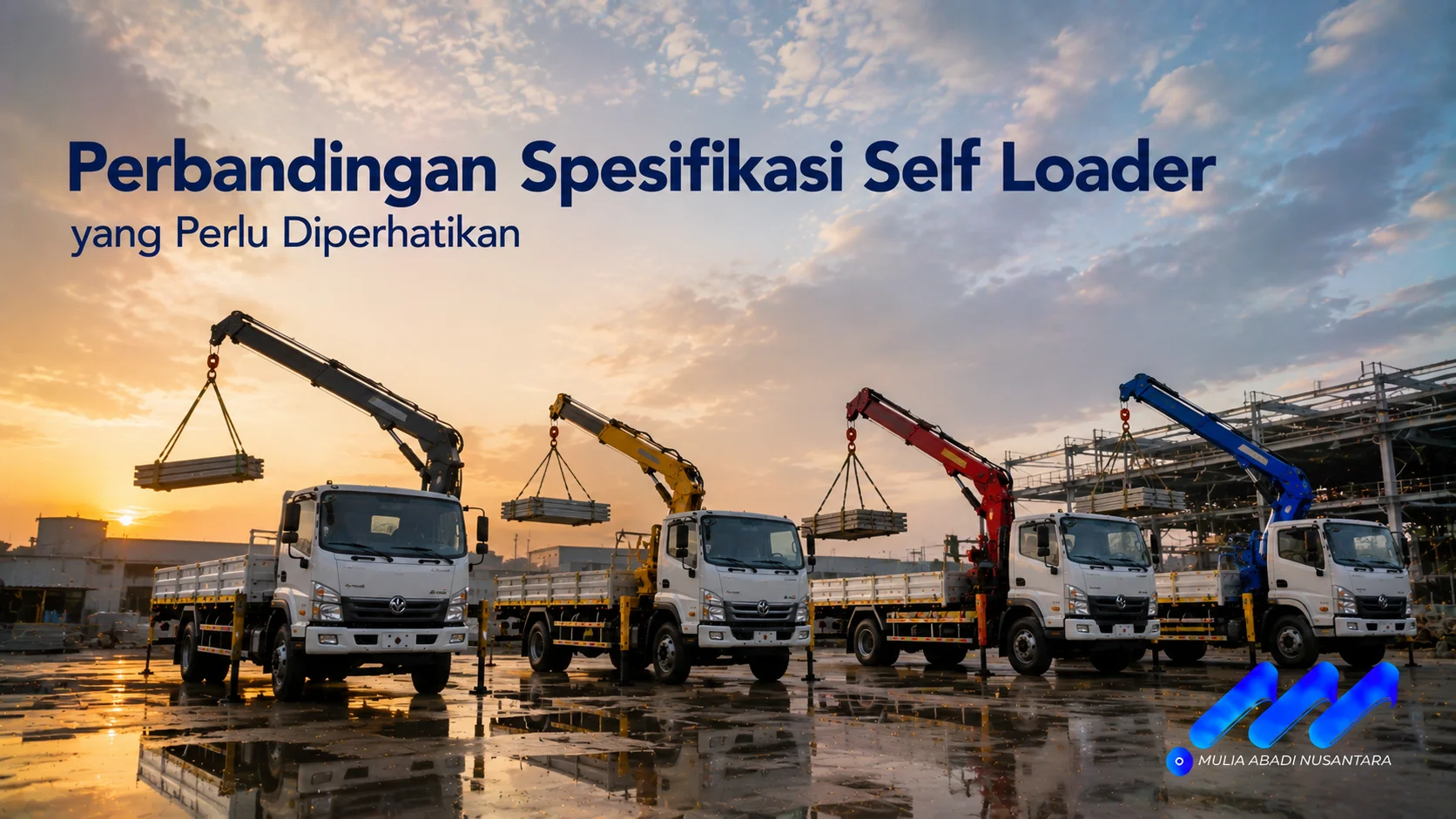 Perbandingan spesifikasi self loader dengan berbagai konfigurasi crane ditampilkan untuk menggambarkan faktor penting dalam memilih unit yang sesuai dengan kebutuhan proyek.