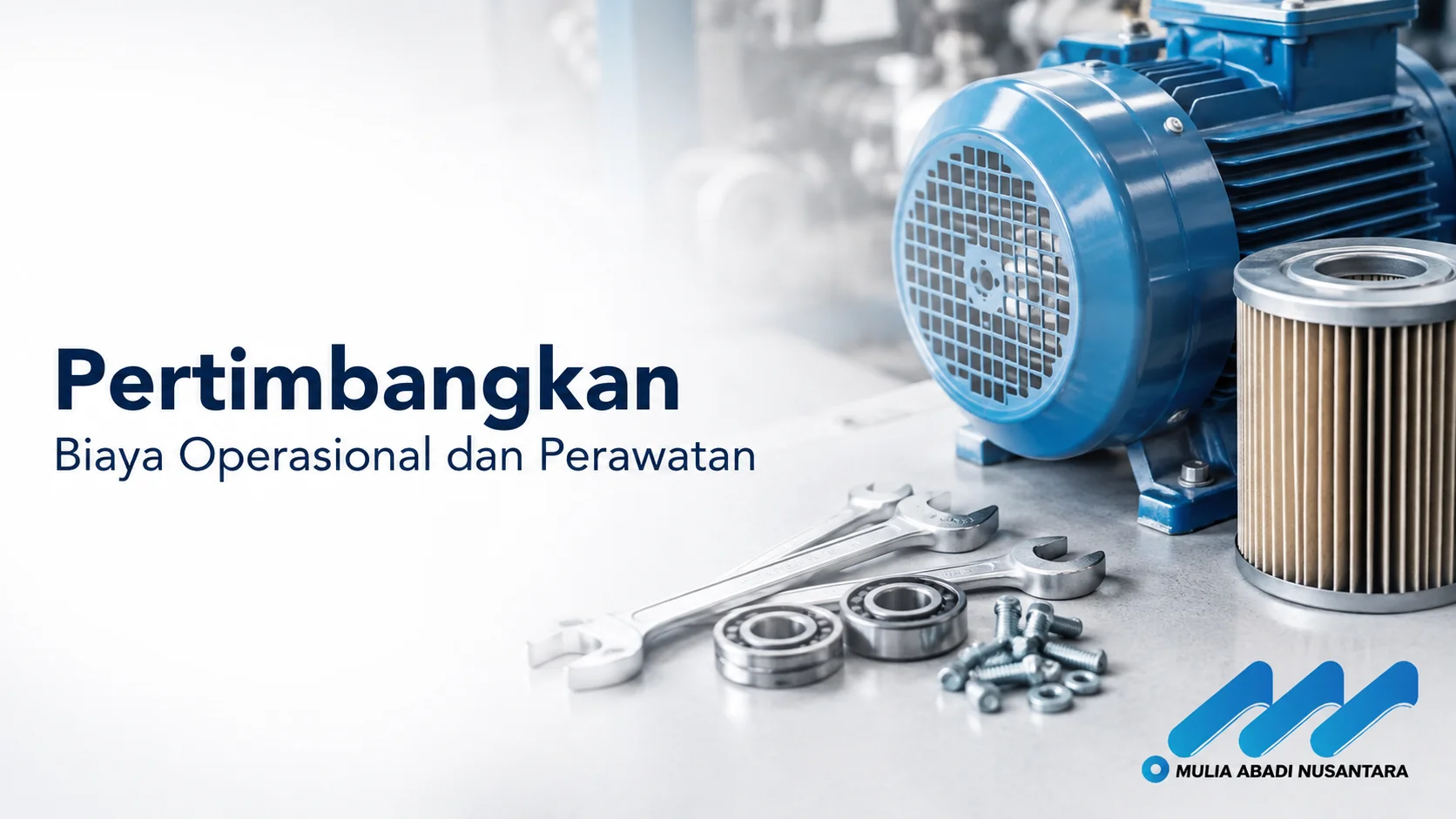 mesin industri dan komponen perawatan yang menggambarkan pertimbangan biaya operasional dan perawatan peralatan.