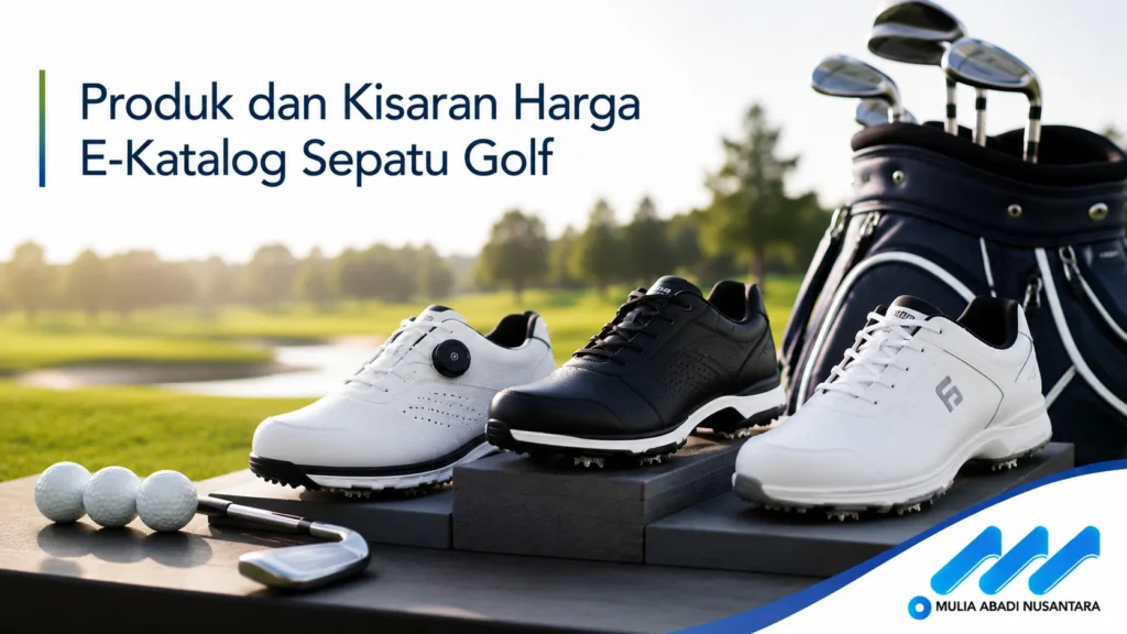 Beragam sepatu golf di e-katalog dengan kisaran harga untuk kebutuhan pengadaan.