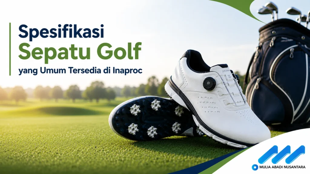 Sepatu golf dengan spesifikasi umum yang tersedia di katalog INAPROC.