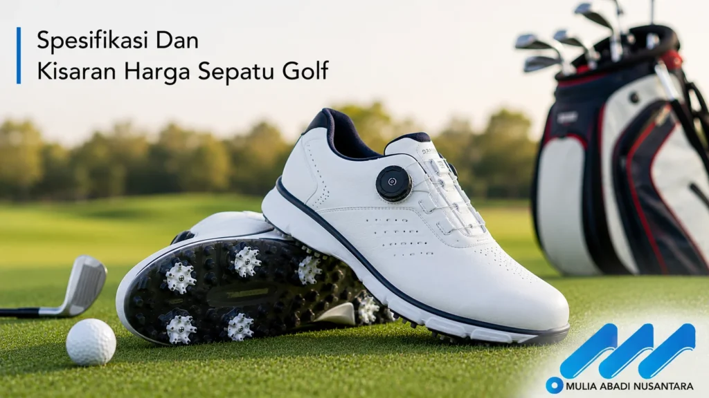 Sepatu golf profesional dengan spesifikasi dan kisaran harga untuk pengadaan.