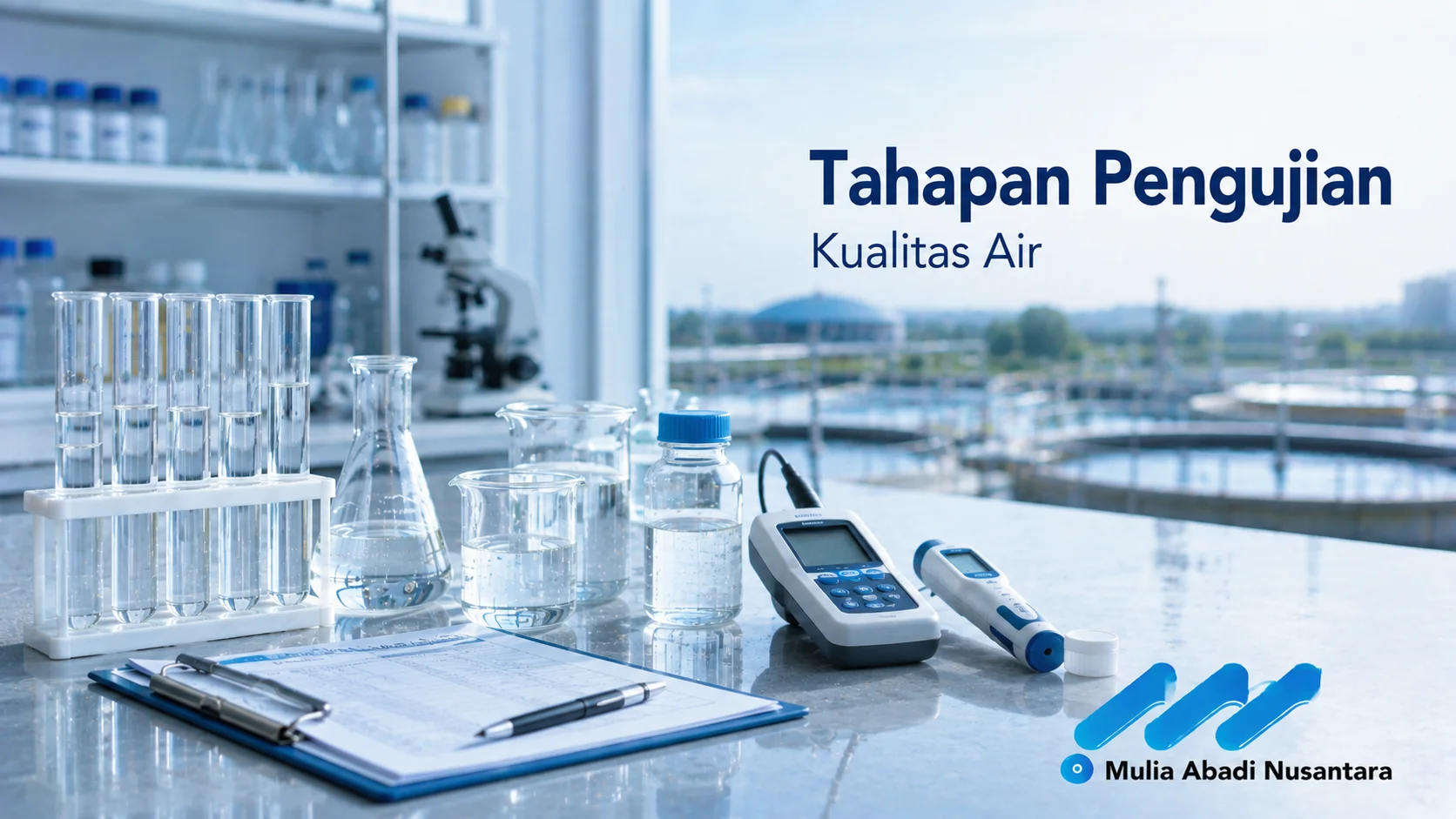 Peralatan laboratorium untuk tahapan pengujian kualitas air guna memastikan air memenuhi standar kelayakan