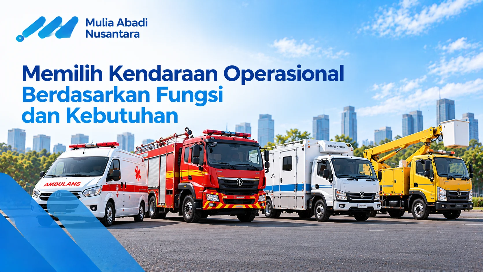 Penyedia Kendaraan Operasional Khusus untuk kebutuhan instansi, meliputi ambulans, mobil pemadam kebakaran, dan kendaraan layanan teknis.