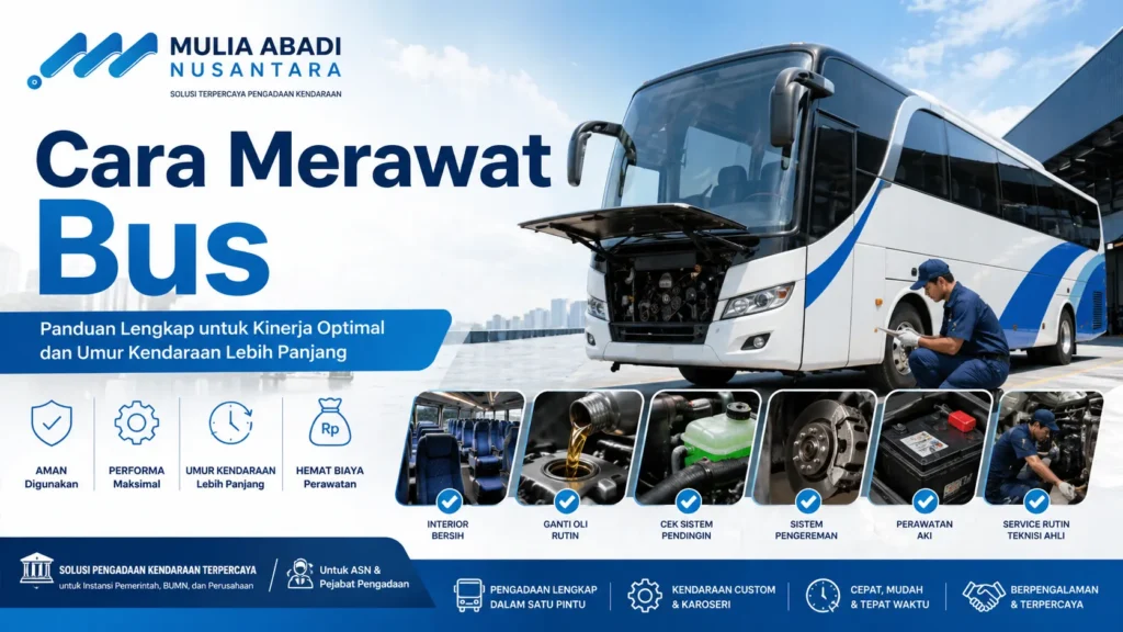 Ilustrasi Cara merawat bus yang benar untuk menjaga performa dan umur kendaraan oleh MULIA ABADI NUSANTARA