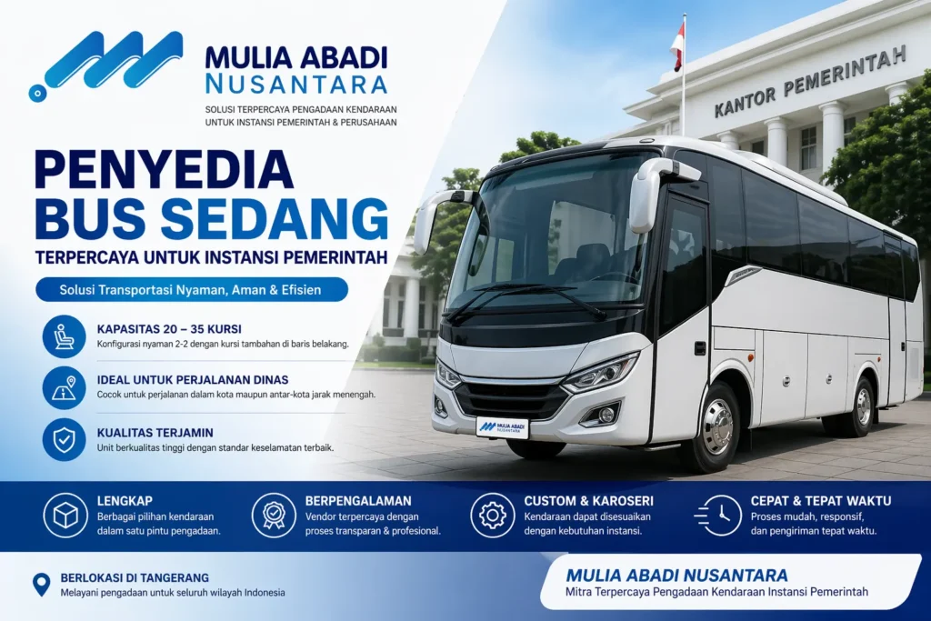 Ilustrasi Penyedia bus sedang terpercaya untuk kebutuhan pengadaan kendaraan pemerintah modern
