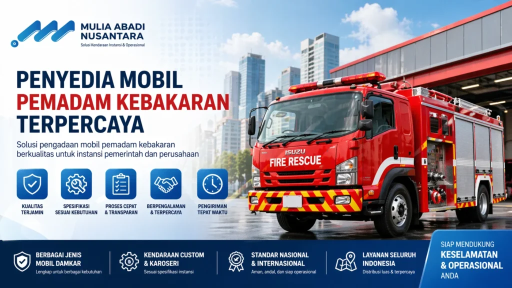 Gambar mobil pemadam kebakaran dari penyedia mobil pemadam kebakaran terpercaya untuk kebutuhan pengadaan pemerintah