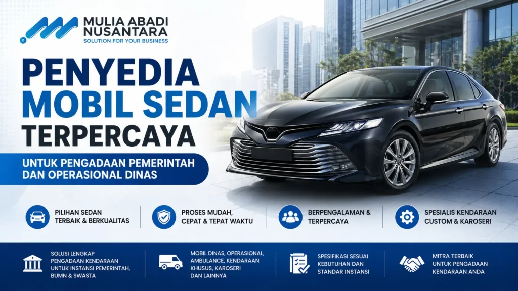 Ilustrasi Penyedia Mobil Sedan terpercaya untuk pengadaan pemerintah dan operasional dinas bersama MULIA ABADI NUSANTARA