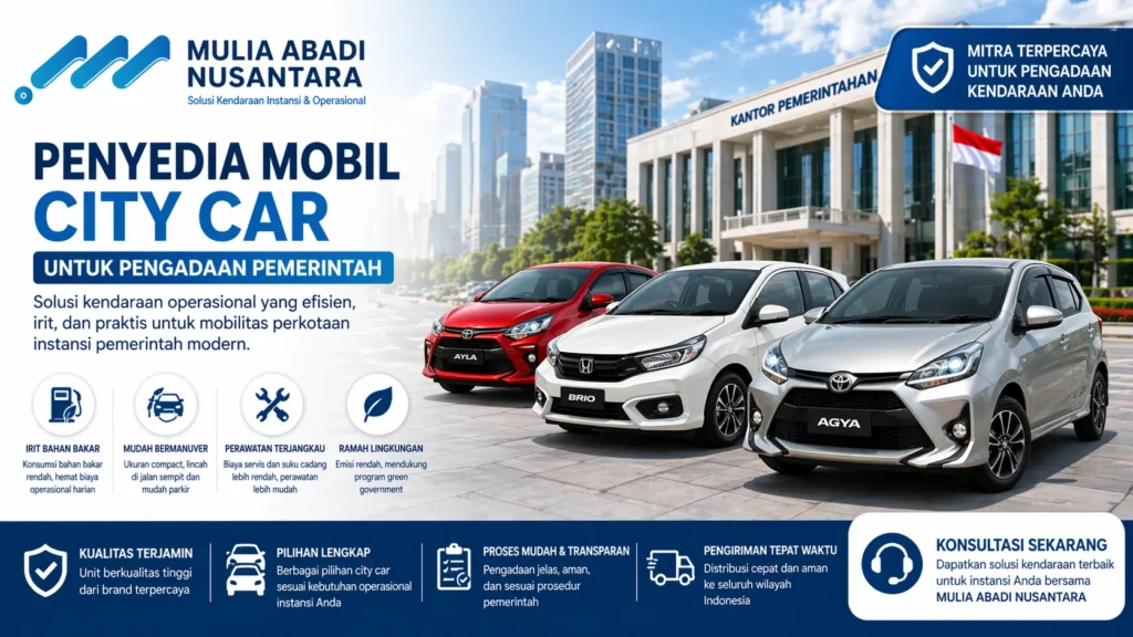 Ilustrasi Penyedia Mobil city Car terpercaya untuk kebutuhan pemerintah oleh Mulia Abadi Nusantara