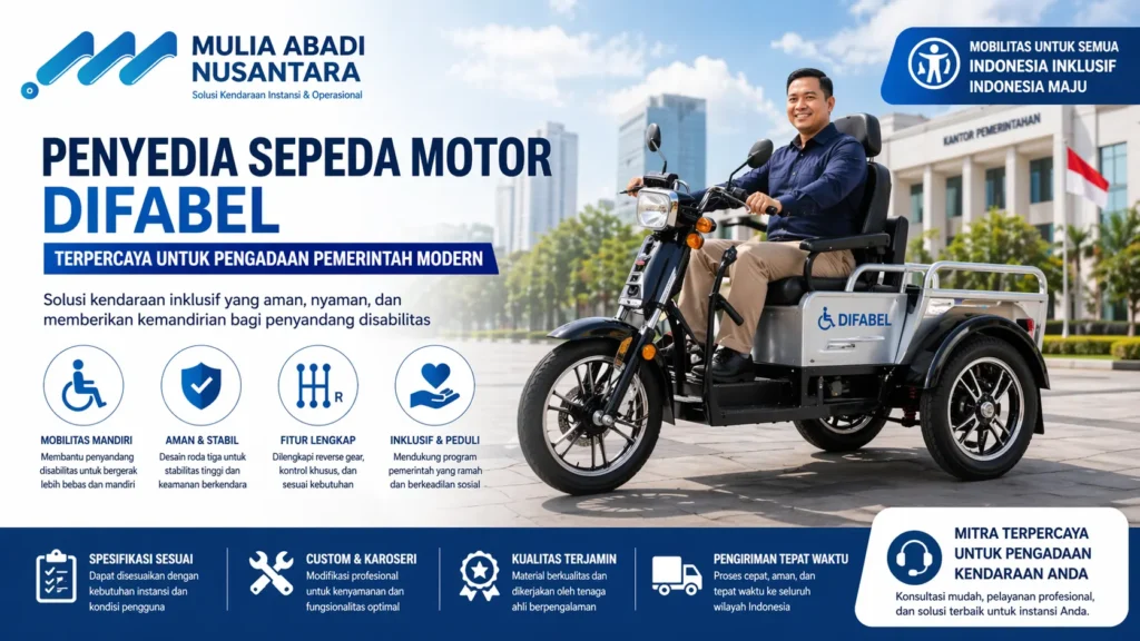 Ilustrasi Penyedia sepeda motor difabel terpercaya untuk kebutuhan pemerintah oleh Mulia Abadi Nusantara