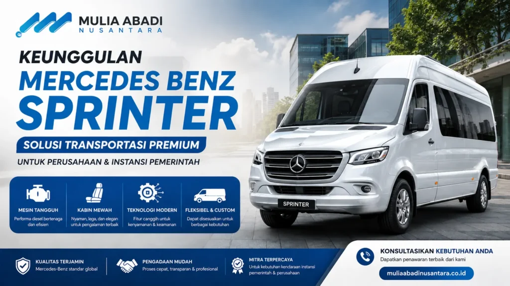 Gambar Keunggulan Mercedes Benz Sprinter untuk kendaraan operasional perusahaan dan instansi pemerintah oleh Mulia Abadi Nusantara