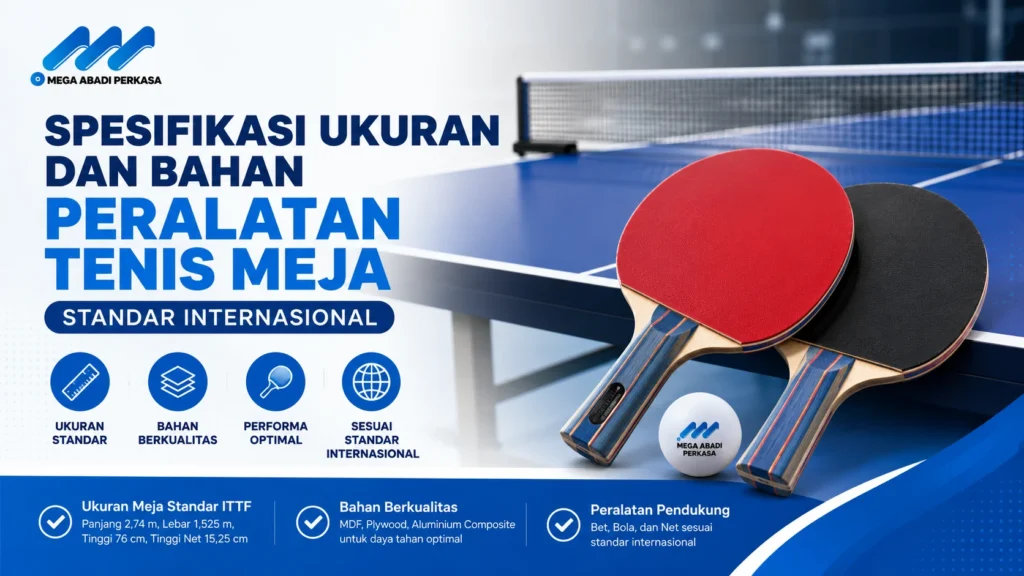 Spesifikasi ukuran dan bahan peralatan tenis meja standar internasional untuk latihan dan pertandingan resmi