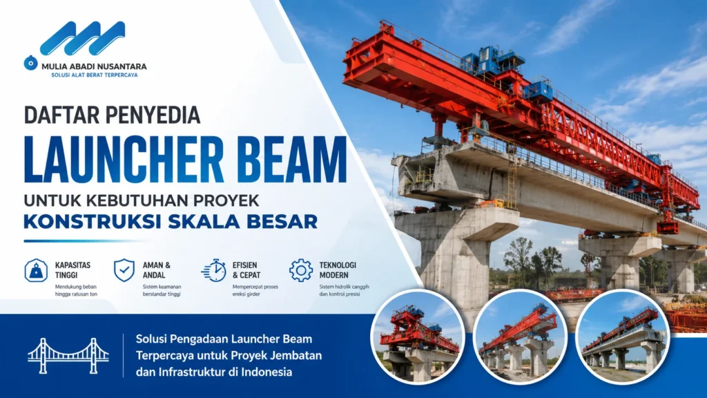 Ilustrasi gambar penyedia launcher beam untuk kebutuhan proyek konstruksi skala besar dengan kapasitas tinggi pada pembangunan jembatan dan infrastruktur