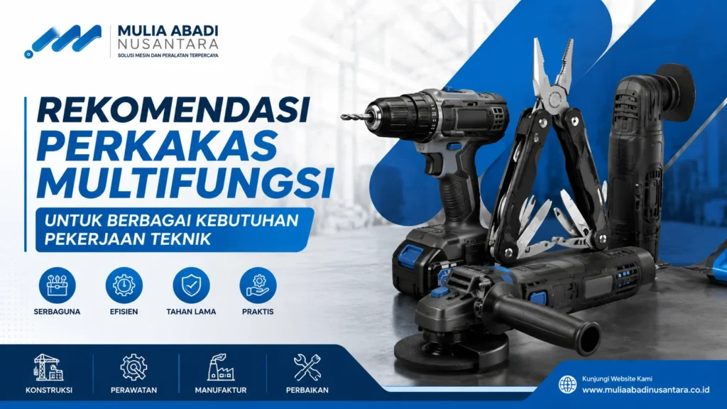 Ilustrasi gambar rekomendasi perkakas multifungsi untuk berbagai kebutuhan pekerjaan teknik dengan alat kerja serbaguna