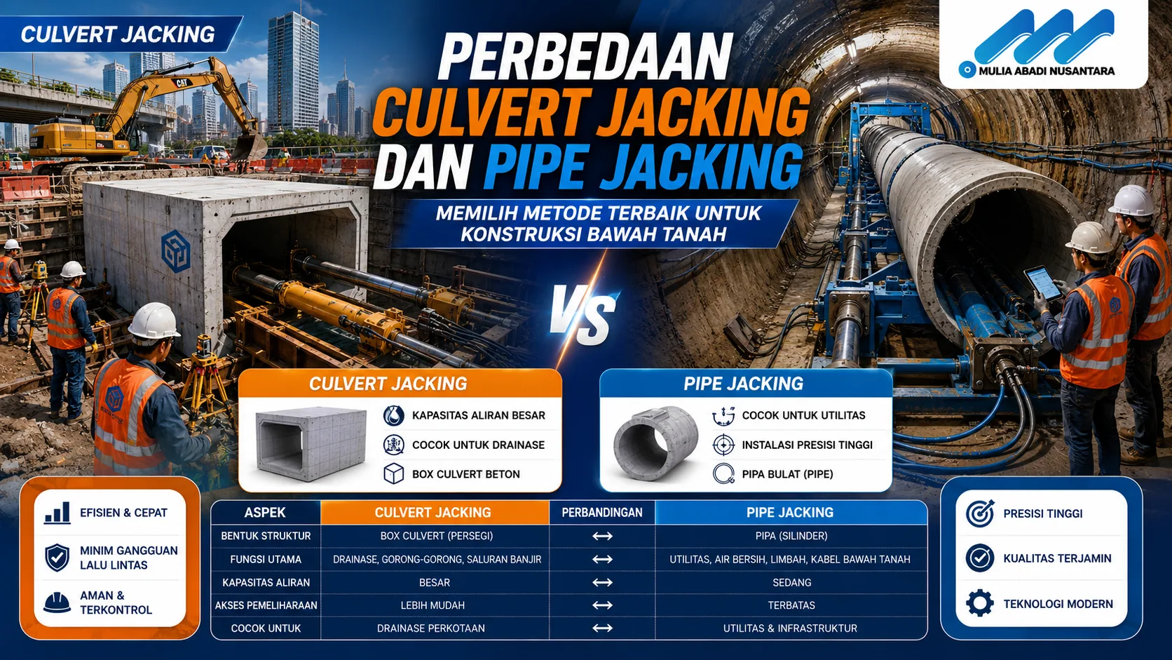 Perbandingan Culvert Jacking dan Pipe Jacking untuk proyek drainase dan utilitas bawah tanah