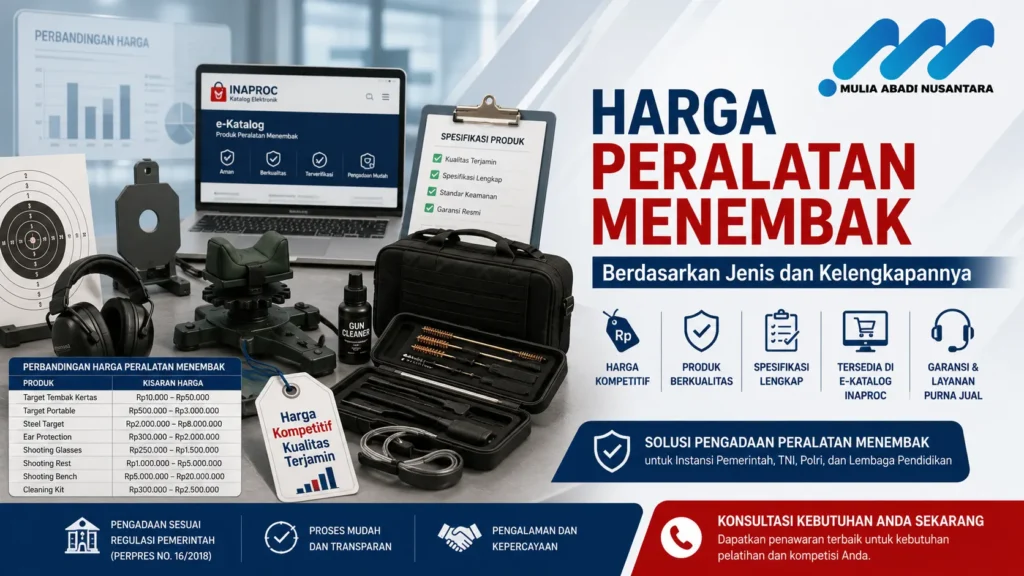 Harga Peralatan Menembak berdasarkan jenis, spesifikasi, dan kelengkapannya untuk kebutuhan pengadaan melalui e-Katalog INAPROC.