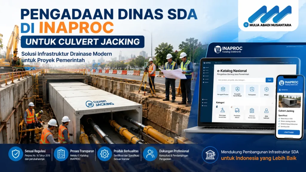 Pengadaan Dinas SDA di Inaproc untuk kebutuhan Culvert Jacking pada proyek infrastruktur drainase pemerintah