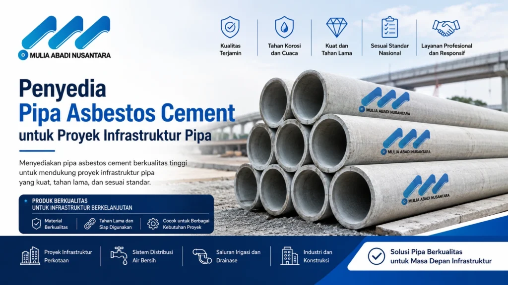 Penyedia pipa asbestos cement untuk proyek infrastruktur pipa dengan produk berkualitas dari Mulia Abadi Nusantara