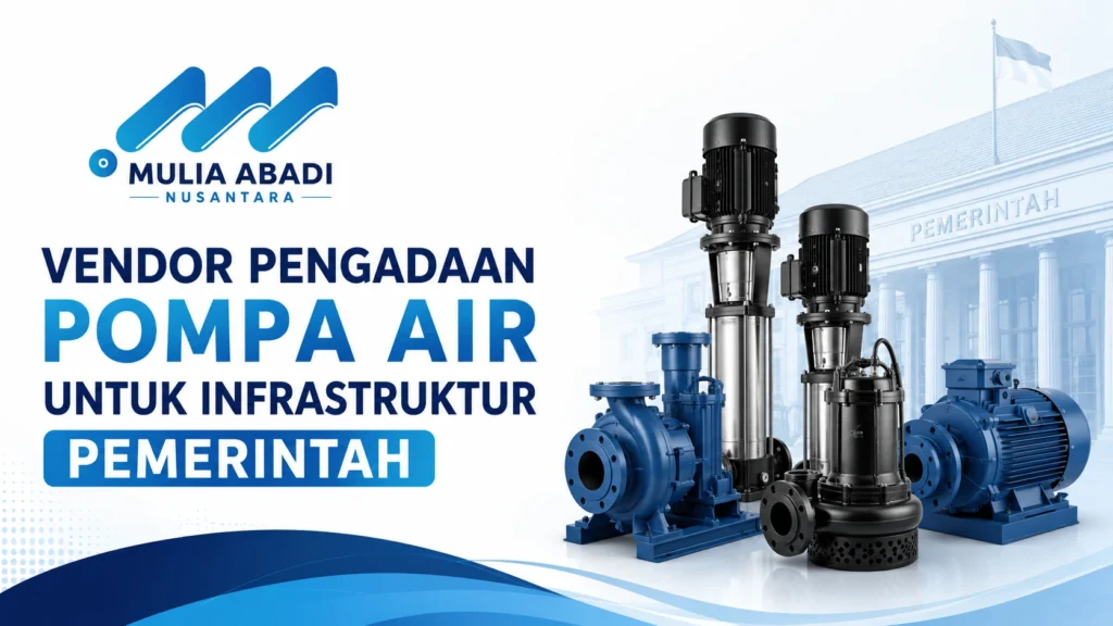 Vendor pengadaan pompa air industri untuk pengadaan infrastruktur pemerintah dengan logo Mulia Abadi Nusantara.
