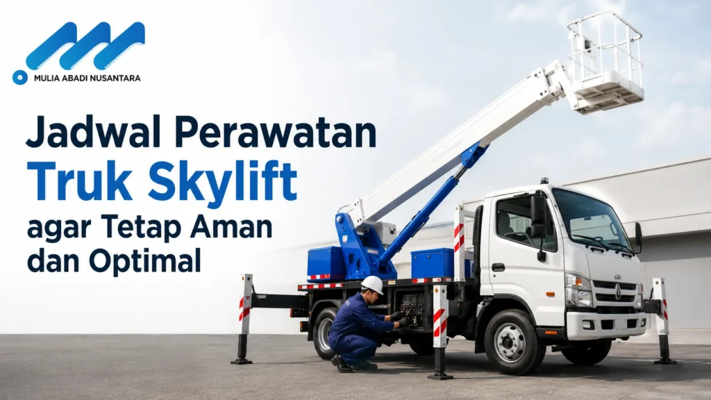 Panduan jadwal perawatan truk skylift berkala agar tetap aman dan optimal saat digunakan bekerja di ketinggian dari PT Mulia Abadi Nusantara.