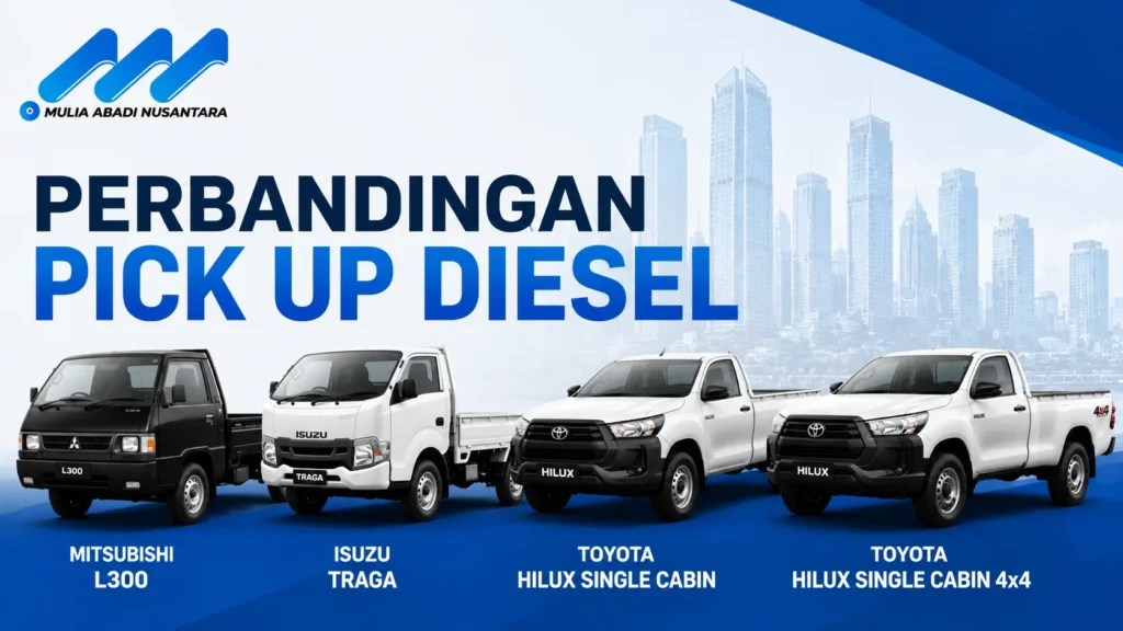 Perbandingan Pick Up Diesel berdasarkan kapasitas angkut, spesifikasi mesin, dan harga terbaru untuk kebutuhan operasional.